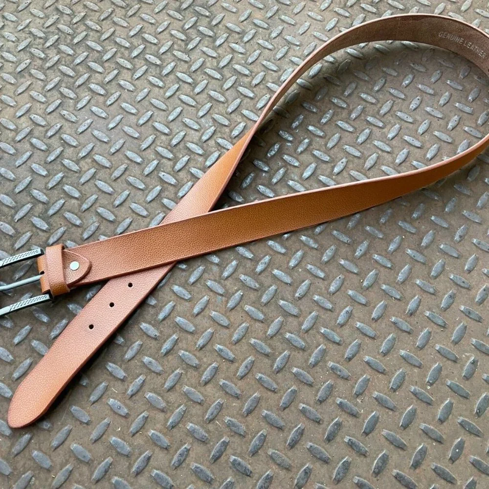 Handmade waistband Brown Genuine Leather Belt Pin Buckle Size 41-42 inches